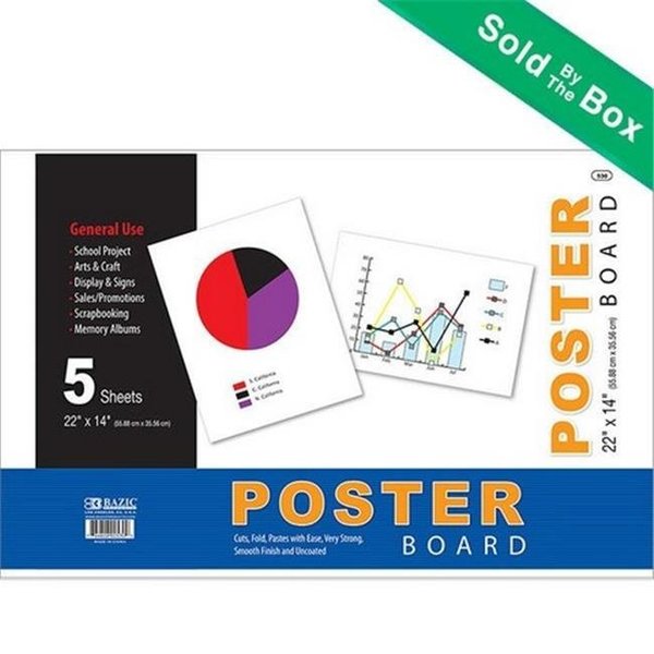 Bazic Products BAZIC 530  22" X 14" White Poster Board (5/Pack) Pack of 48 530